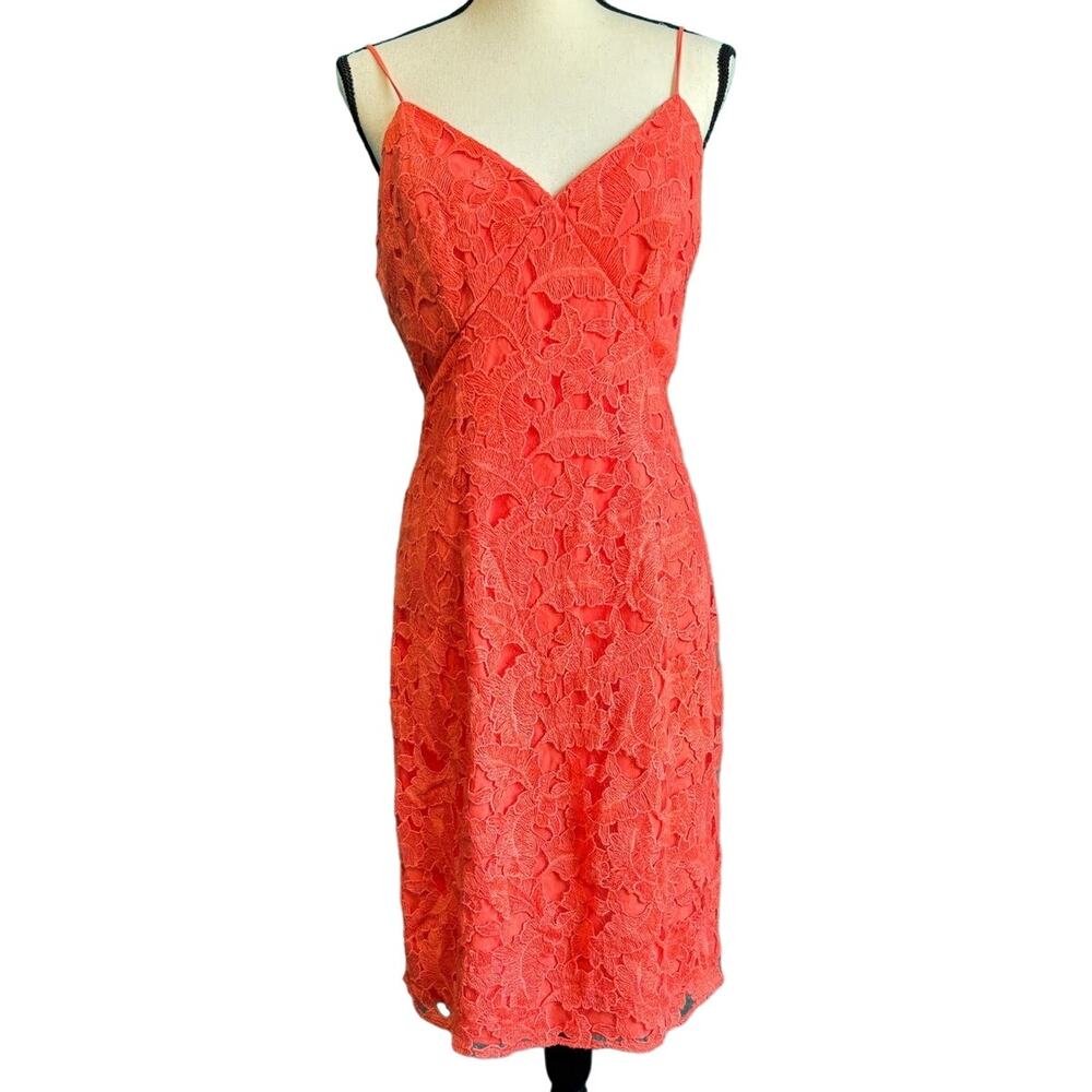 Guess Los Angeles Orange Coral Lace Spaghetti Strap Dress Women's 10